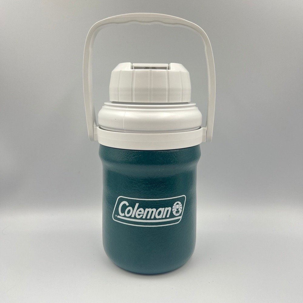 Coleman Water Jug Insulated Cooler Green White Flip Top‎ Spout Handle